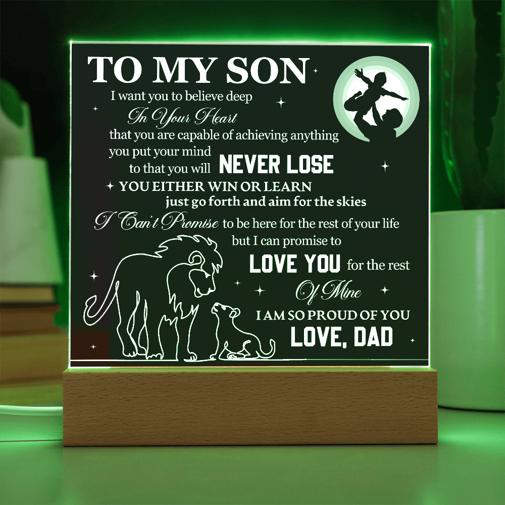 To My Son - Love Dad - Acrylic Square Plaque Gift Set