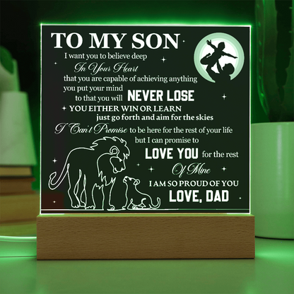 To My Son - Love Dad - Acrylic Square Plaque Gift Set