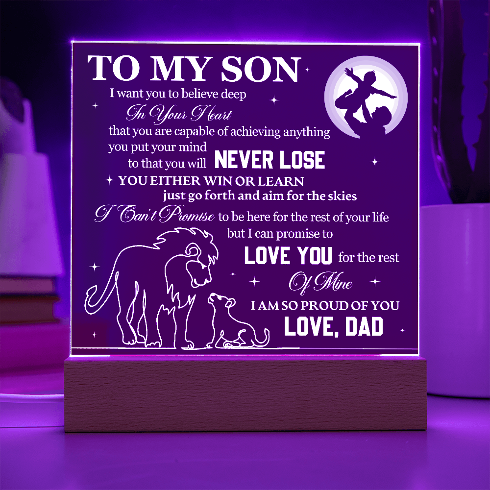 To My Son - Love Dad - Acrylic Square Plaque Gift Set