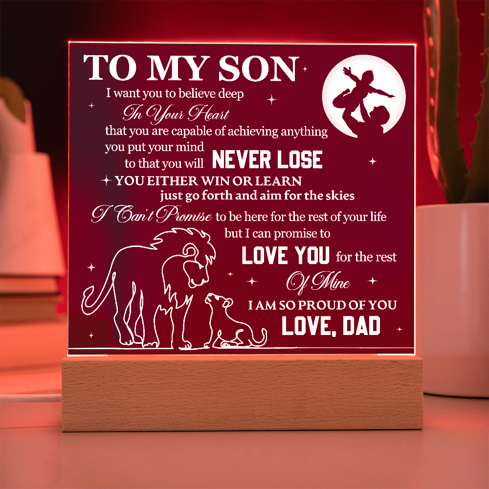 To My Son - Love Dad - Acrylic Square Plaque Gift Set