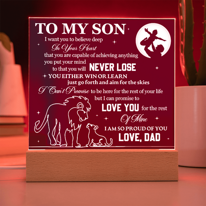 To My Son - Love Dad - Acrylic Square Plaque Gift Set
