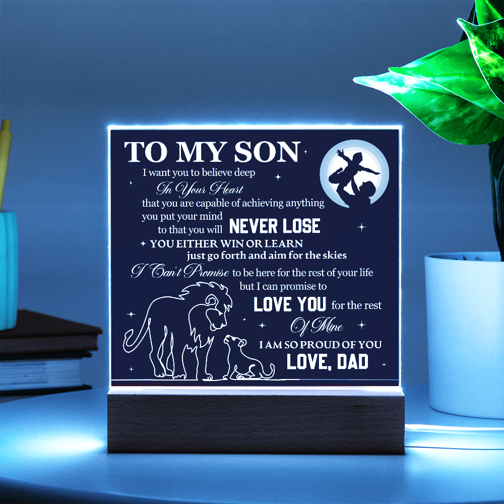 To My Son - Love Dad - Acrylic Square Plaque Gift Set