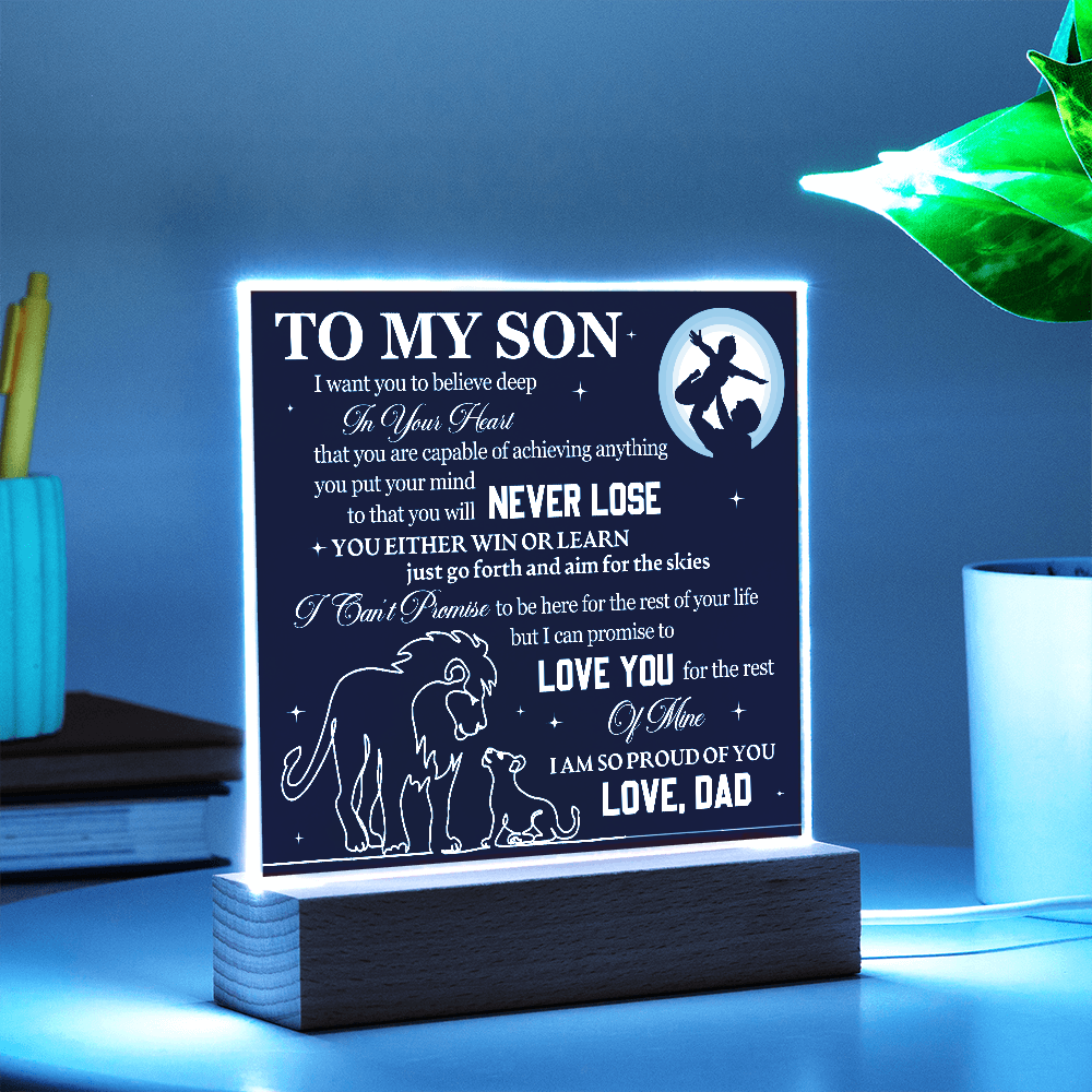 To My Son - Love Dad - Acrylic Square Plaque Gift Set