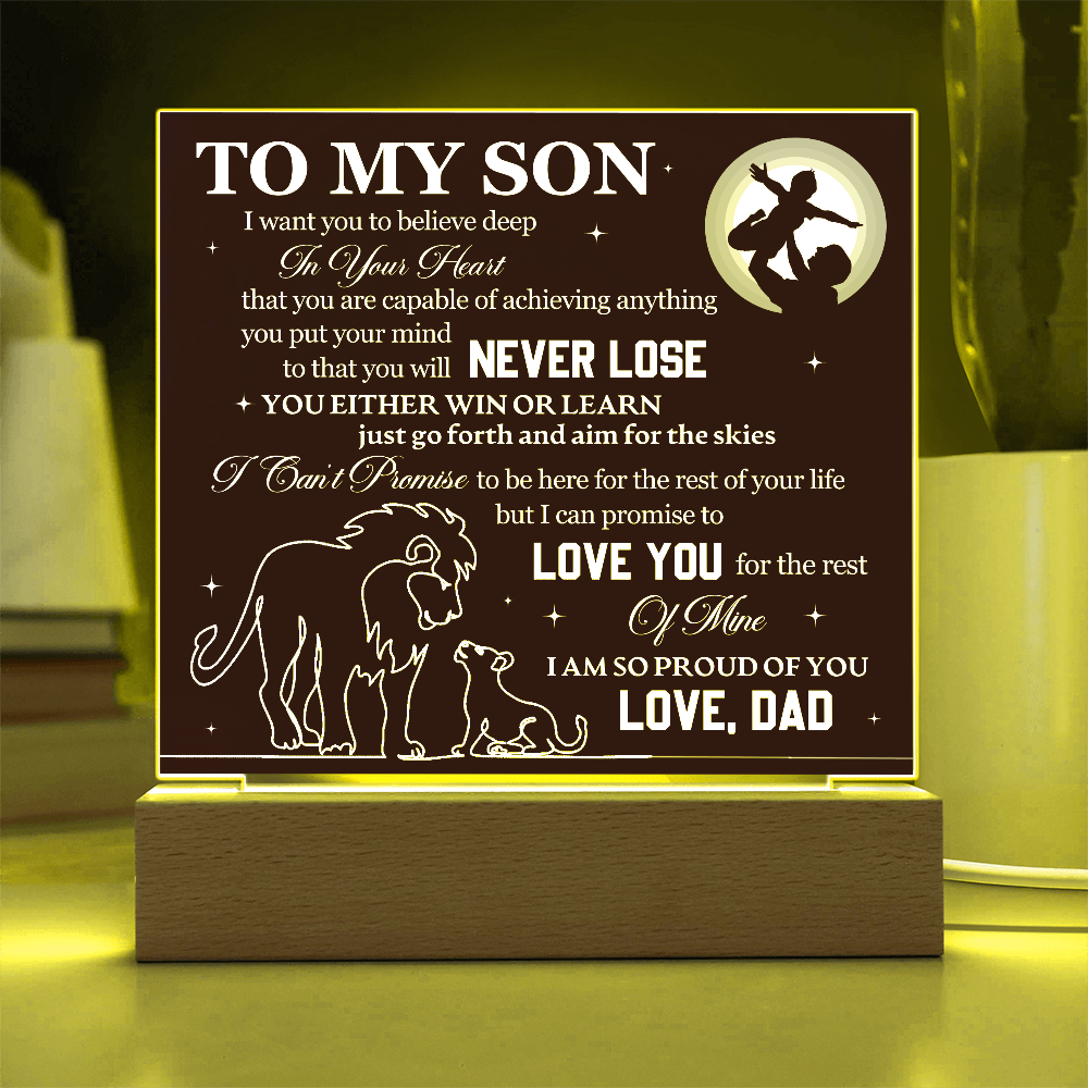 To My Son - Love Dad - Acrylic Square Plaque Gift Set