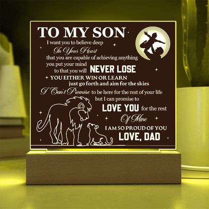 To My Son - Love Dad - Acrylic Square Plaque Gift Set
