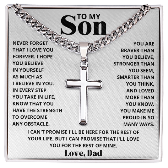 Artisan Cross Cuban Link Chain Gift Set for Son - CHARMING FAMILY GIFT LLC 