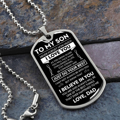 To My Son Never Forget Dog Tag - Military Ball Chain