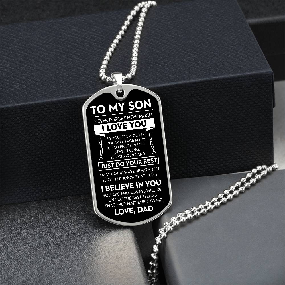 To My Son Never Forget Dog Tag - Military Ball Chain