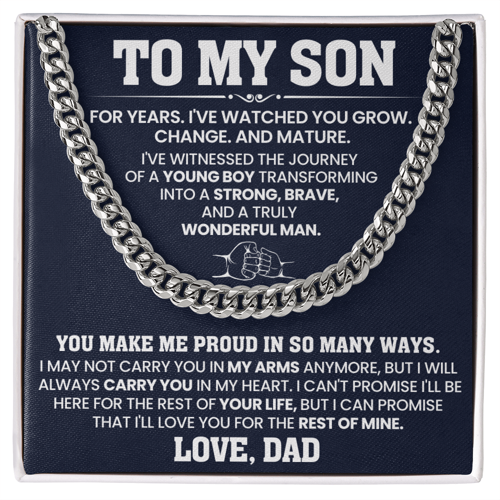 To My Son - You Make Me Proud - Cuban Link Chain Gift Set