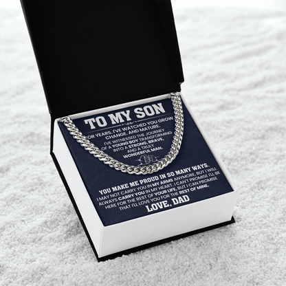 To My Son - You Make Me Proud - Cuban Link Chain Gift Set