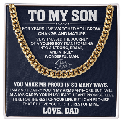 To My Son - You Make Me Proud - Cuban Link Chain Gift Set