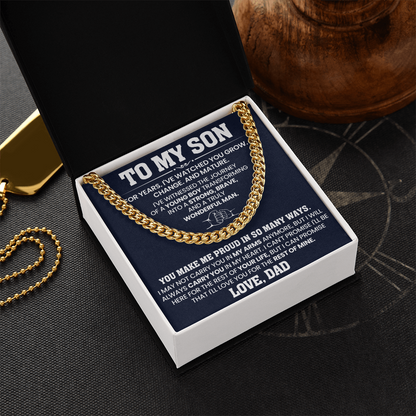 To My Son - You Make Me Proud - Cuban Link Chain Gift Set