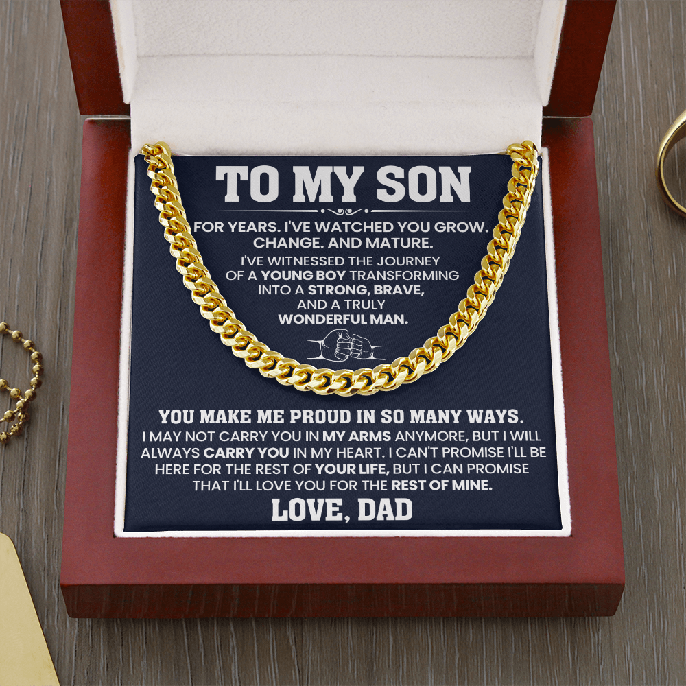 To My Son - You Make Me Proud - Cuban Link Chain Gift Set