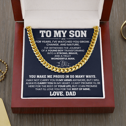 To My Son - You Make Me Proud - Cuban Link Chain Gift Set