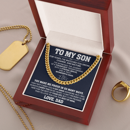 To My Son - You Make Me Proud - Cuban Link Chain Gift Set