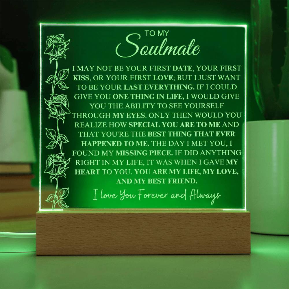 To My Soulmate | "My Life, My Love & My Best Friend" | Acrylic Plaque
