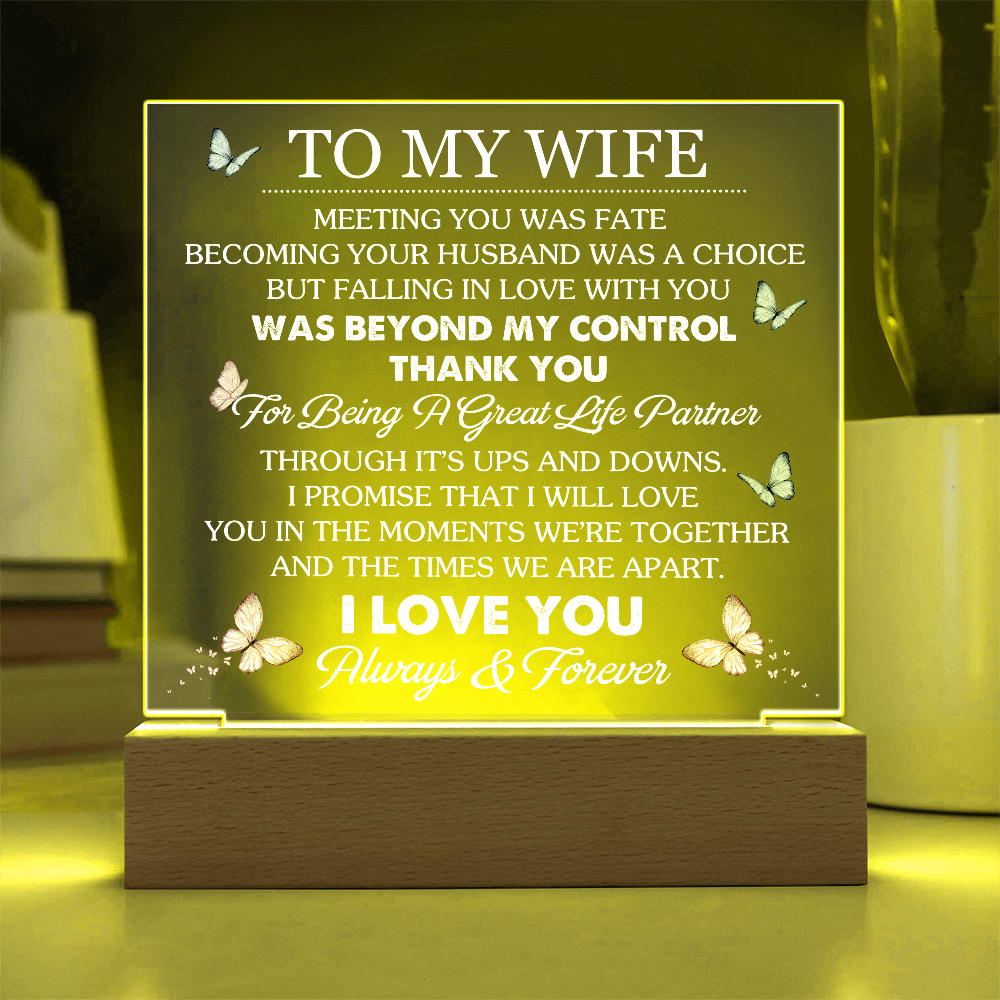 To My Wife - I love you forever and always - Acrylic Square Plaque Gift Set