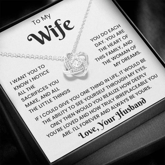 To My Wife - Love, Your Husband Love Knot Necklace Gift Set