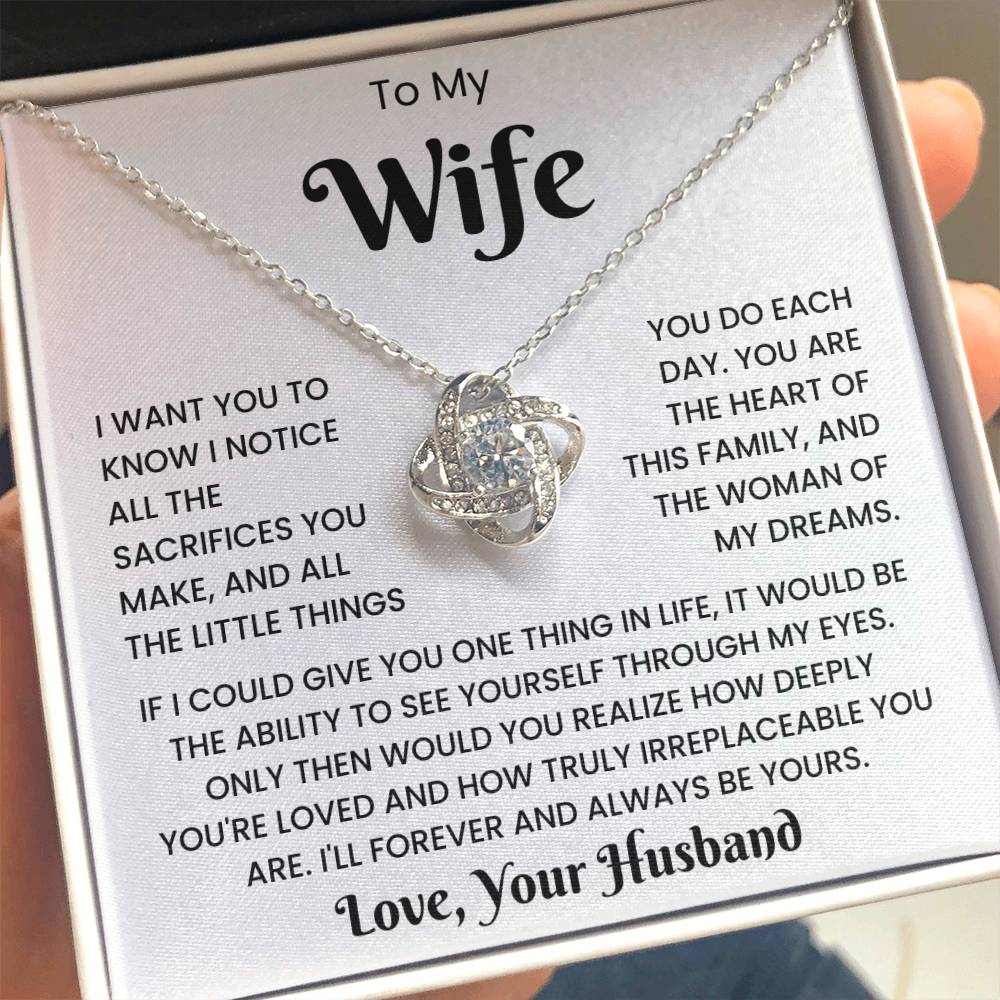 To My Wife - Love, Your Husband Love Knot Necklace Gift Set