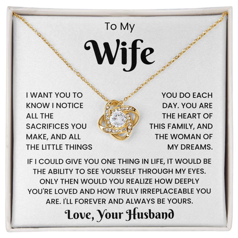 To My Wife - Love, Your Husband Love Knot Necklace Gift Set