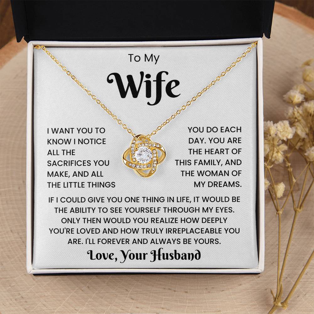 To My Wife - Love, Your Husband Love Knot Necklace Gift Set