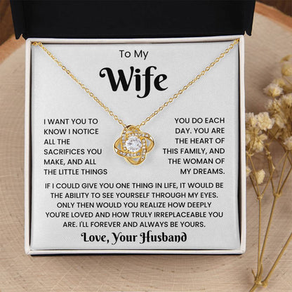 To My Wife - Love, Your Husband Love Knot Necklace Gift Set