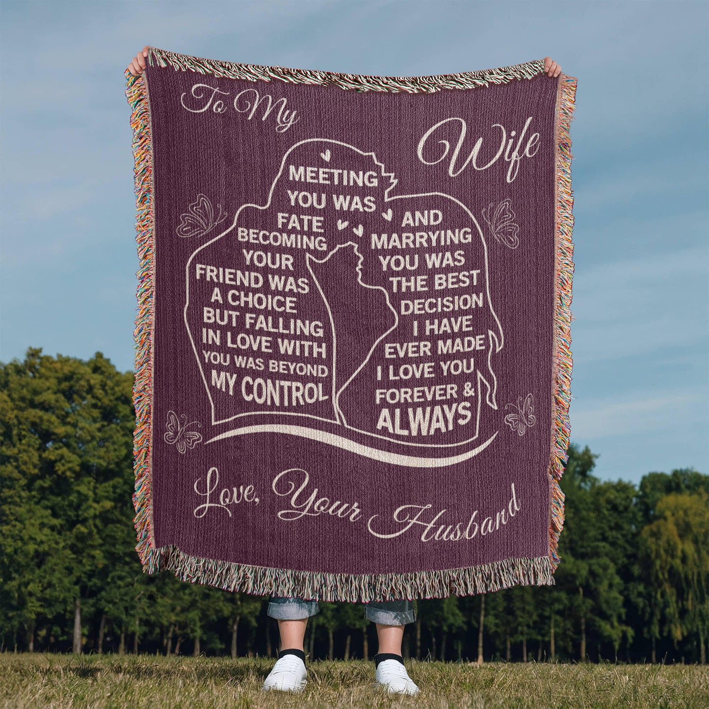 To My Wife  - The Day I Met You, My Life Changed - Woven Blanket