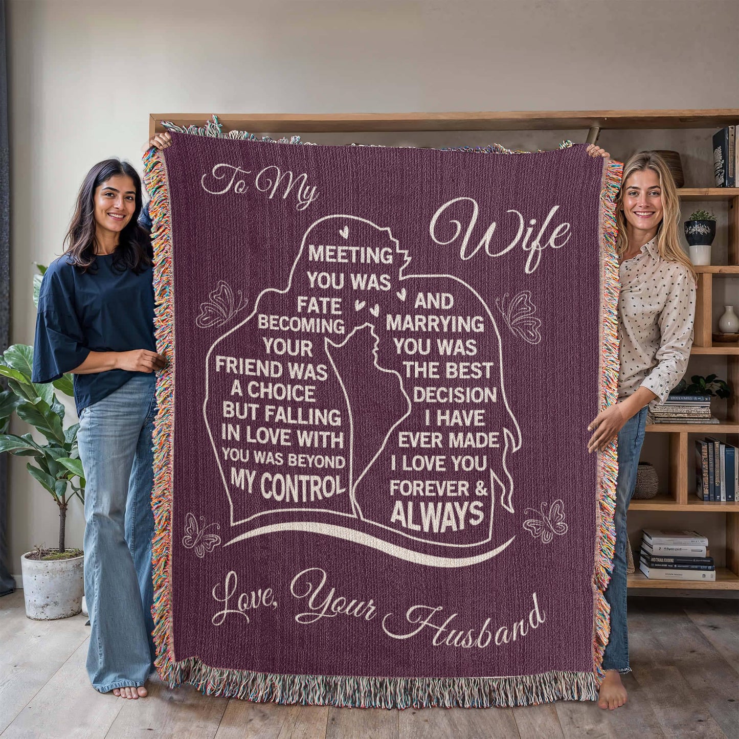 To My Wife  - The Day I Met You, My Life Changed - Woven Blanket