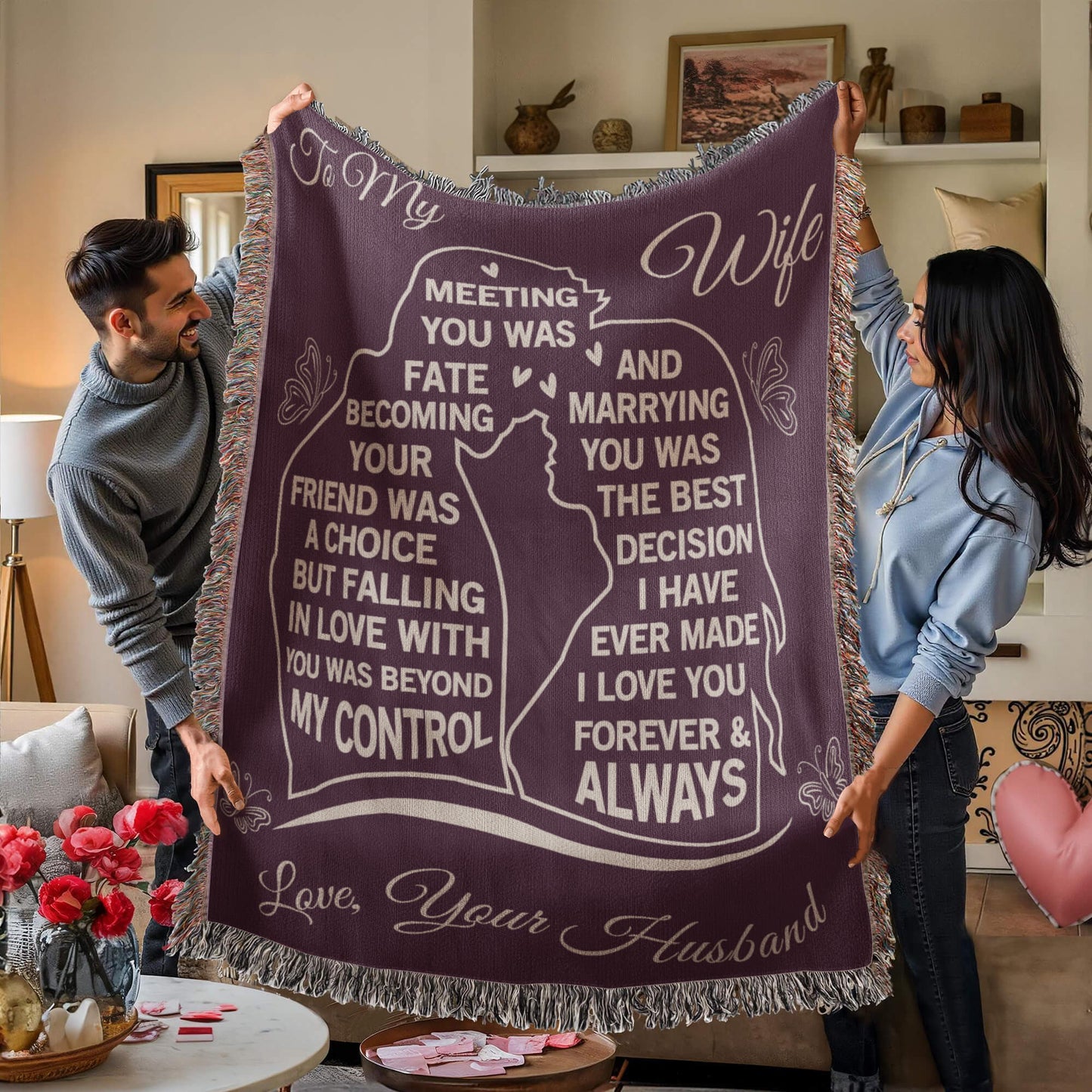 To My Wife  - The Day I Met You, My Life Changed - Woven Blanket