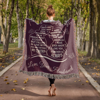 To My Wife  - The Day I Met You, My Life Changed - Woven Blanket