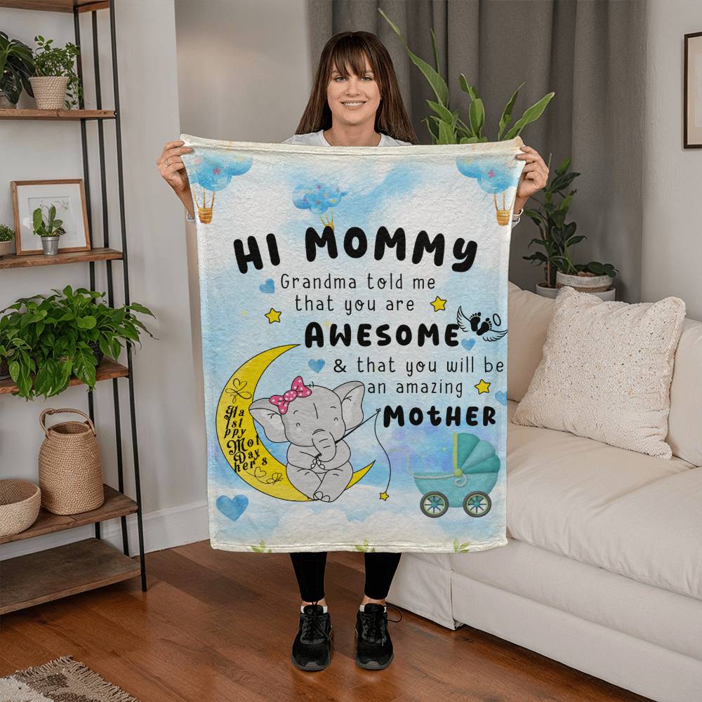 To New Mom From Grandma 30" x 40" and  60" x 80" Coral Fleece Blanket