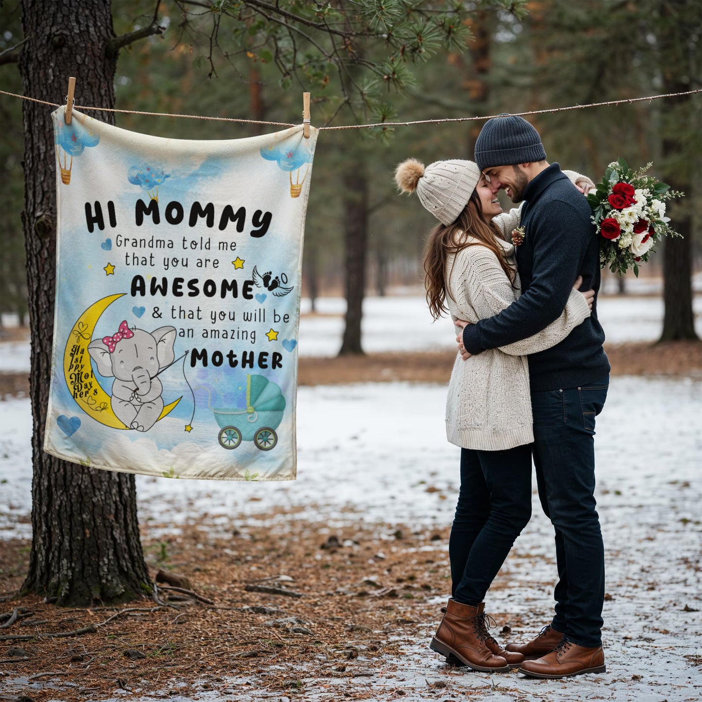 To New Mom From Grandma 30" x 40" and  60" x 80" Coral Fleece Blanket
