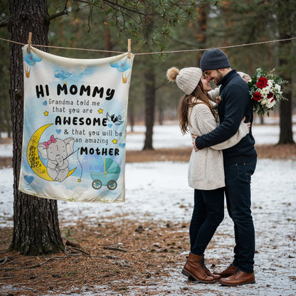 To New Mom From Grandma 30" x 40" and  60" x 80" Coral Fleece Blanket