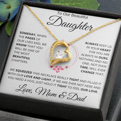 To Our Beautiful Daughter - " Someday When The Pages" Love Mom & Dad | Forever Love Necklace - Charming Family Gift