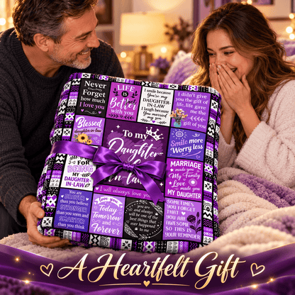 To My Daughter-in-Law Blanket – Marriage Made You Family Purple Patchwork Cozy Plush Fleece Gift from Mother-in-Law or Father-in-Law