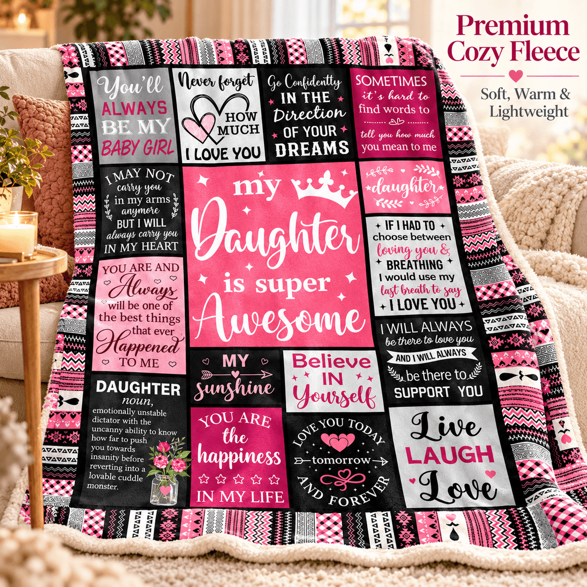 To My Daughter – You'll Always Be My Baby Girl Fleece Blanket - 60"x80"