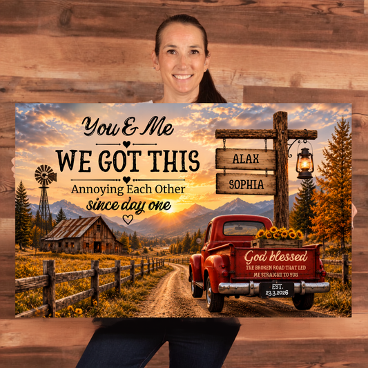 Personalized Husband Wife Truck Canvas