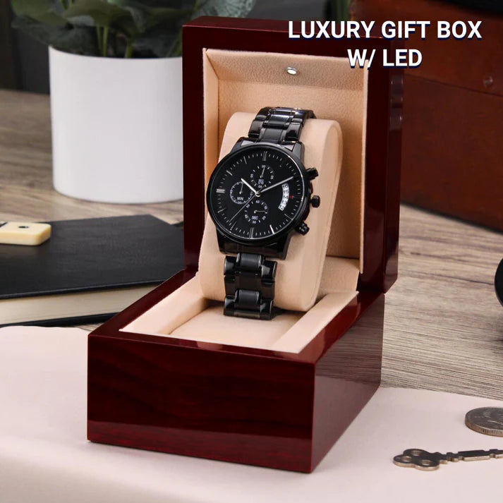 Personalized Black Chronograph Luxury Watch - Gift For Him - Anniversary/Birthday/Father's Day/Valentines