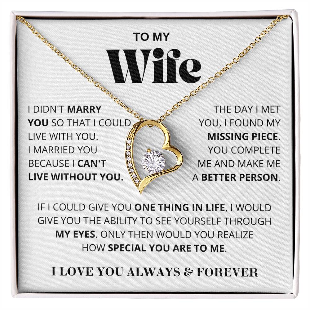 Wife - I Can't Live Without You - Forever Love Necklace