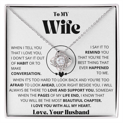 [Almost Sold Out] Wife - I Love You - Love Knot Necklace - Charming Family Gift