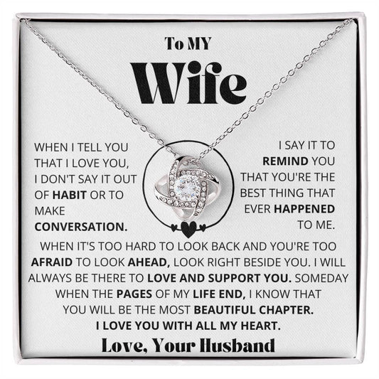 [Almost Sold Out] Wife - I Love You - Love Knot Necklace - Charming Family Gift