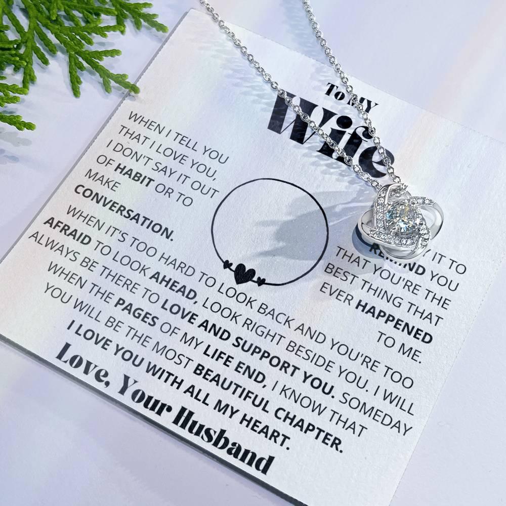 [Almost Sold Out] Wife - I Love You - Love Knot Necklace - Charming Family Gift