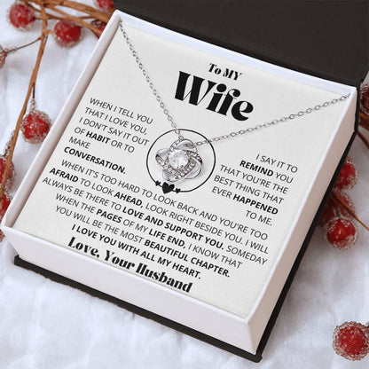 [Almost Sold Out] Wife - I Love You - Love Knot Necklace - Charming Family Gift