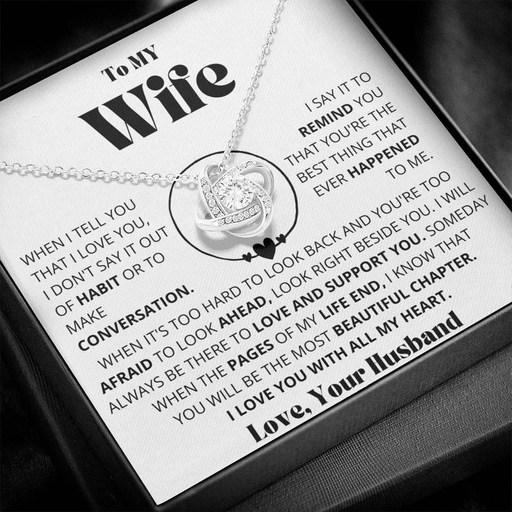 [Almost Sold Out] Wife - I Love You - Love Knot Necklace - Charming Family Gift
