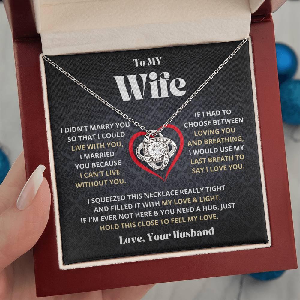 Wife - I Love You - Love Knot Necklace - Charming Family Gift