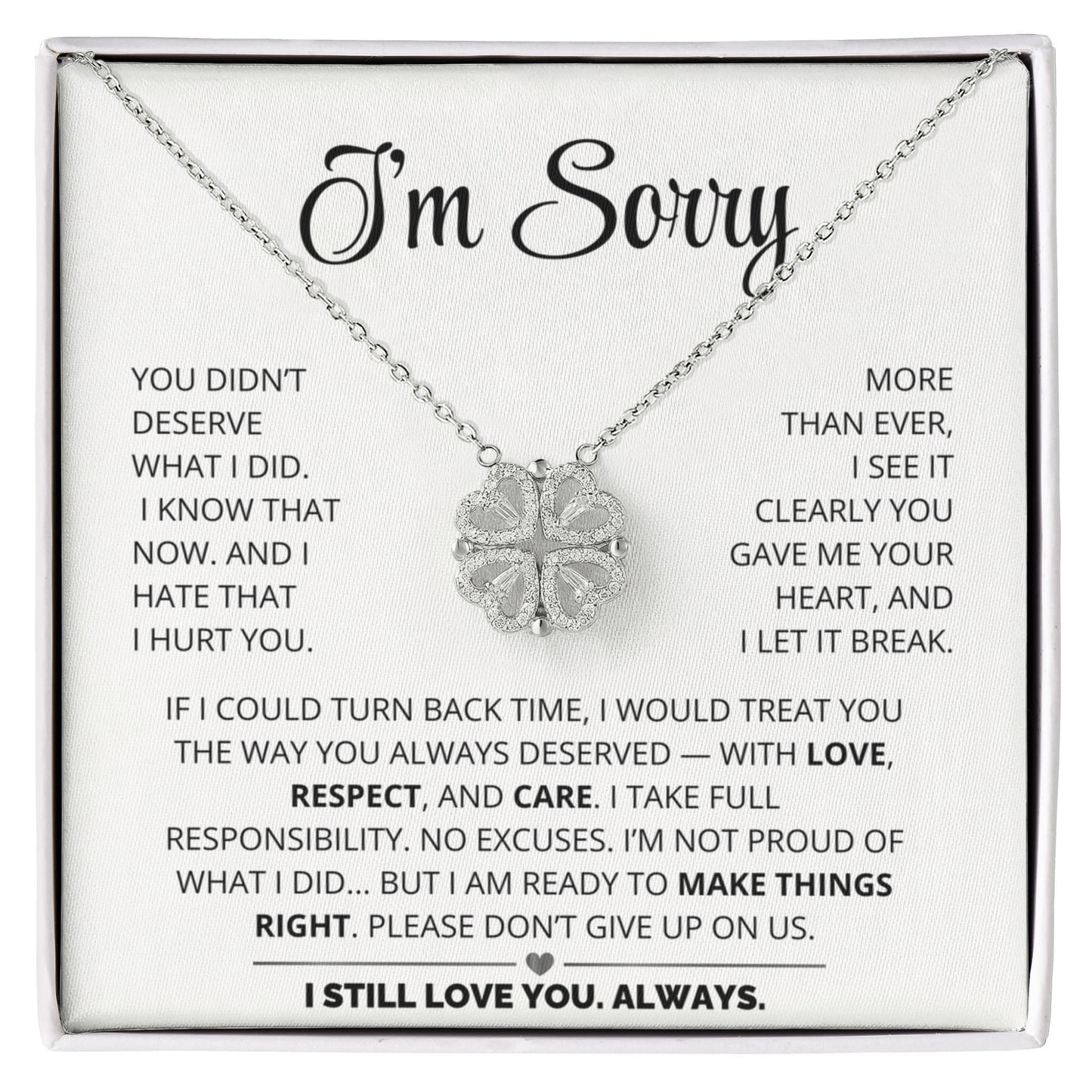 Apology Gift For Her - Magnetic Hearts Necklace Gift Set
