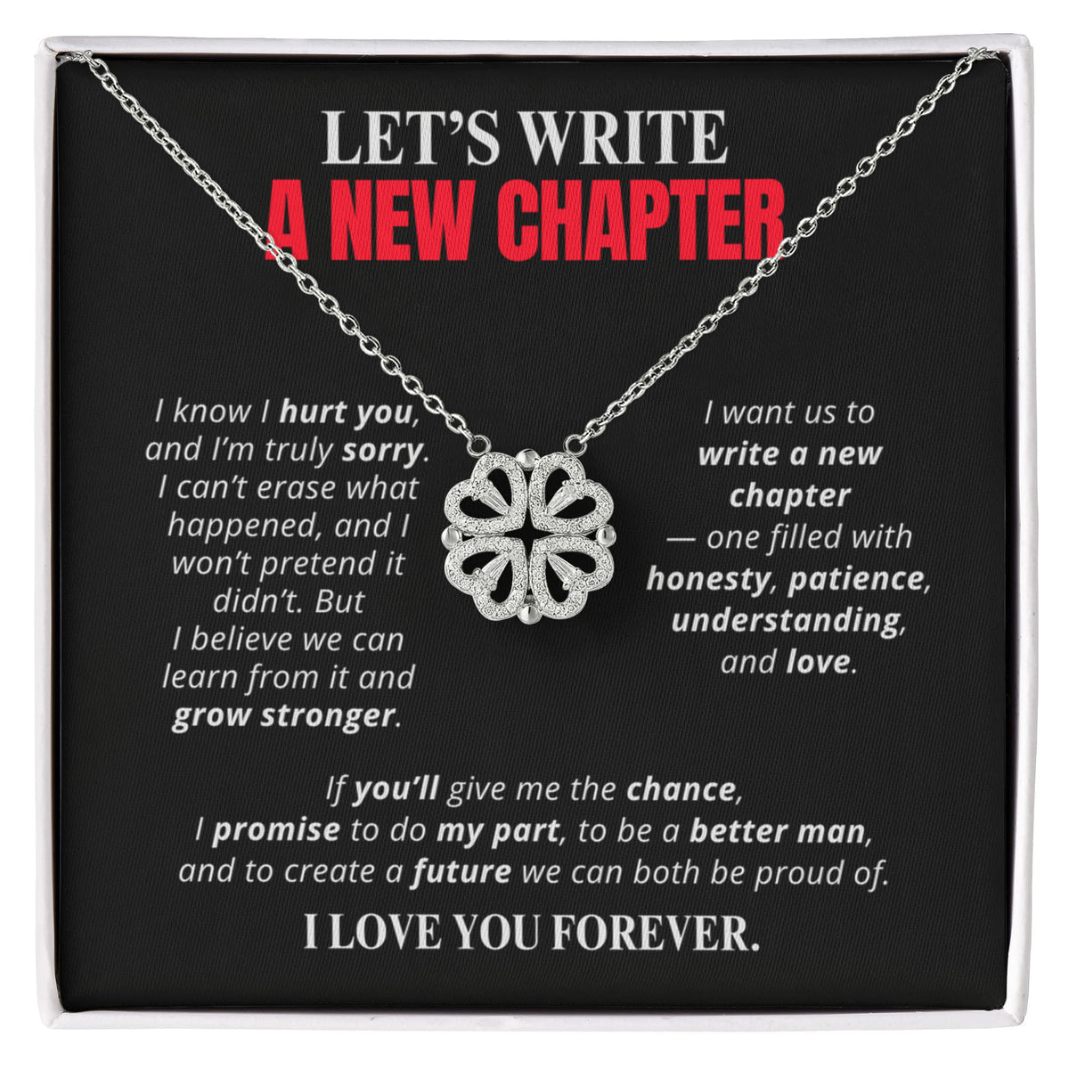 Let's Write a New Chapter Necklace for Her – Magnetic Hearts Apology Gift