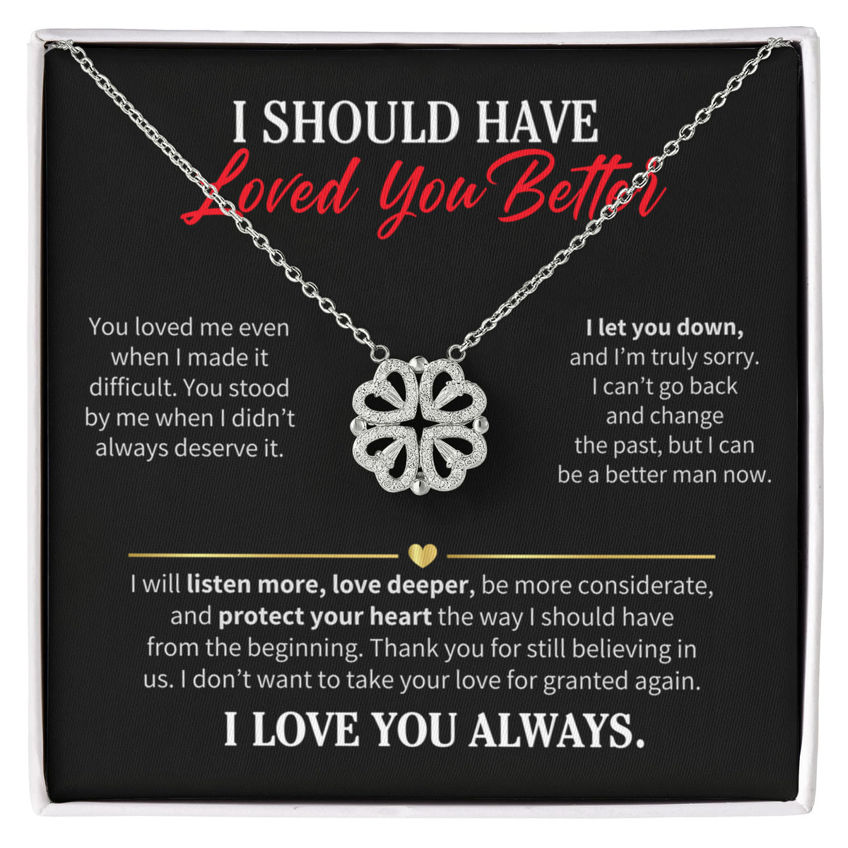 I Should Have Loved You Better Necklace for Her – Magnetic Hearts Apology Gift