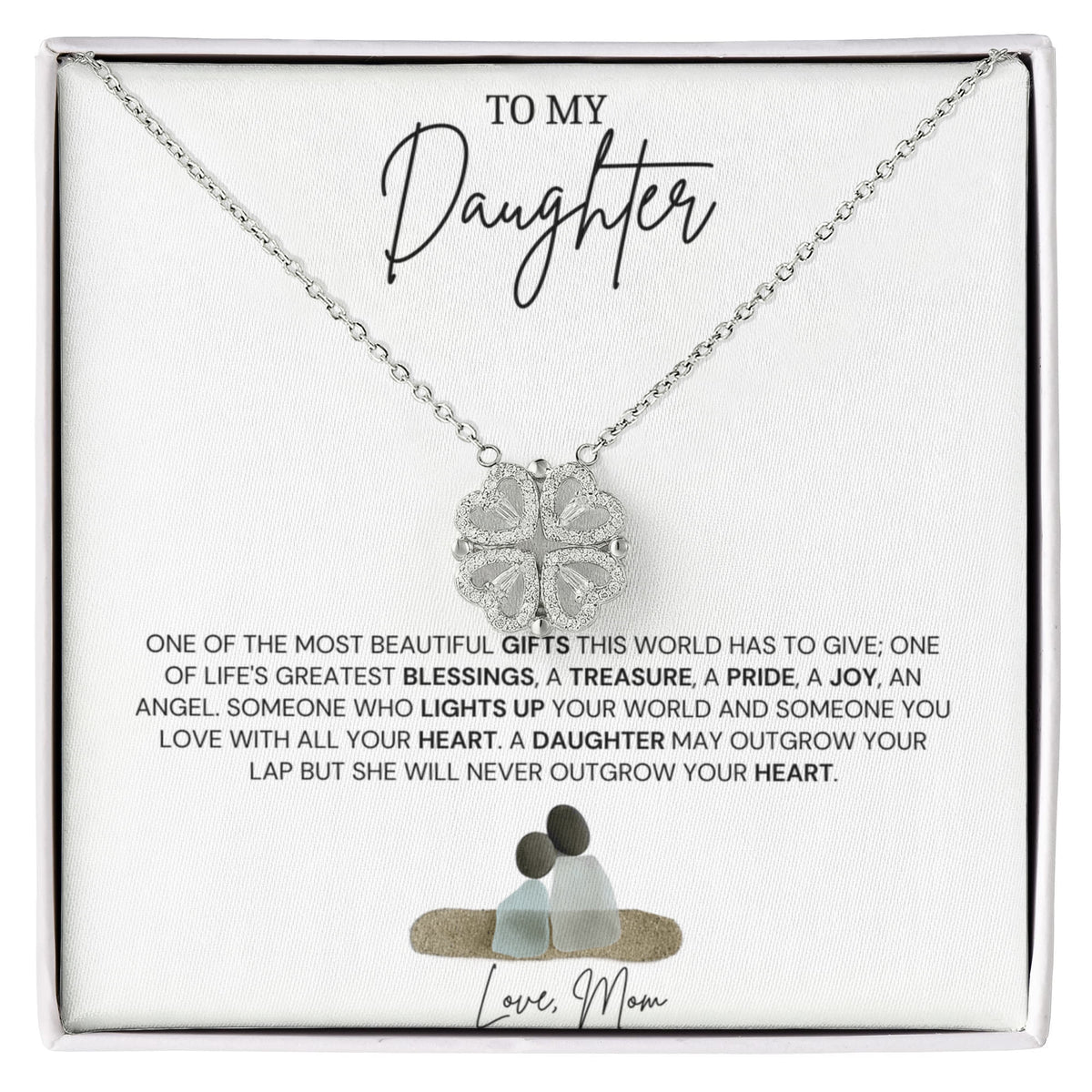 To My Daughter - Love Mom - Magnetic Hearts Necklace Gift