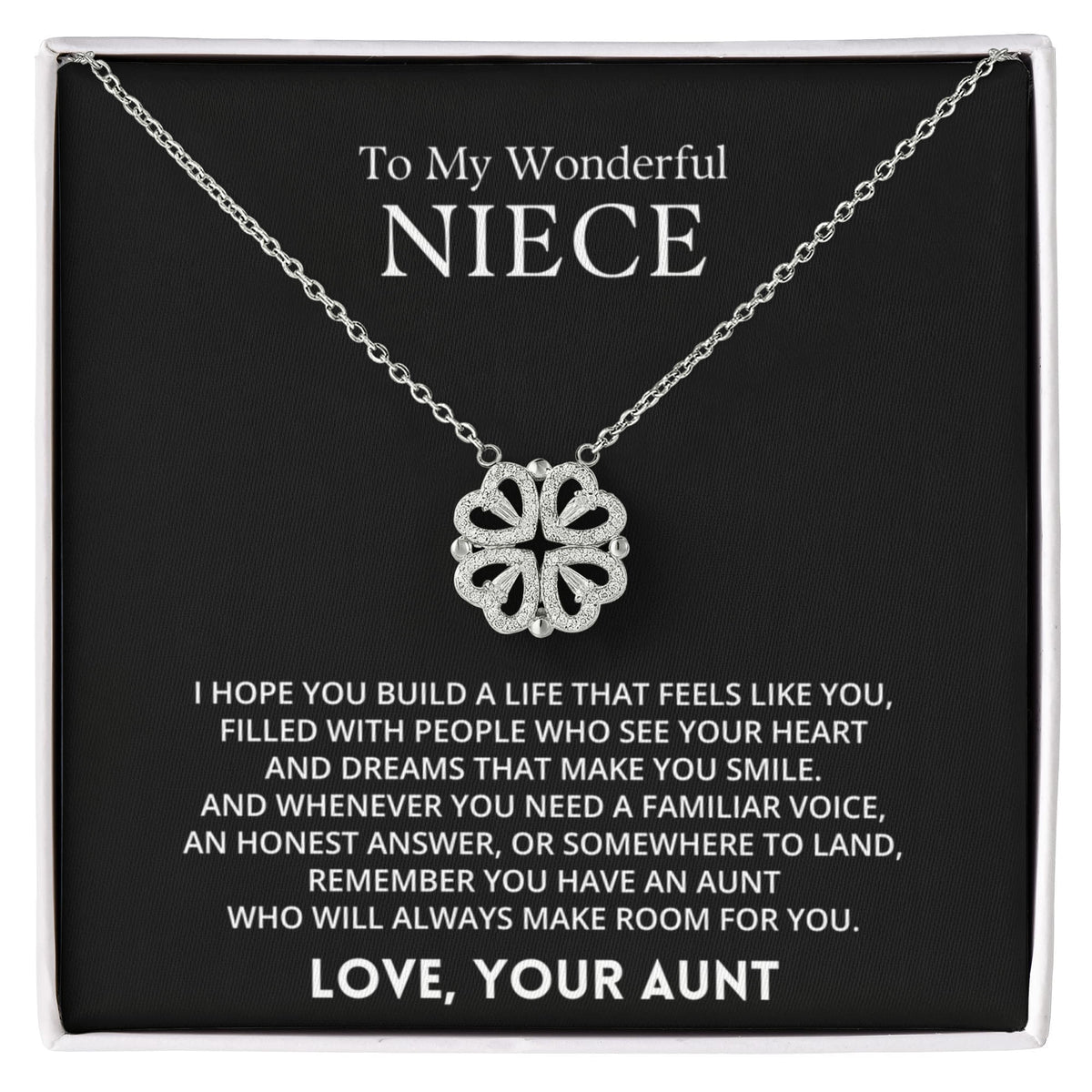 To My Wonderful Niece - Magnetic Hearts Necklace Gift Set